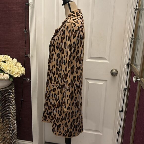 Chico’s Leopard Print cotton/rayon open front Long Coat, XS - Picture 7 of 10